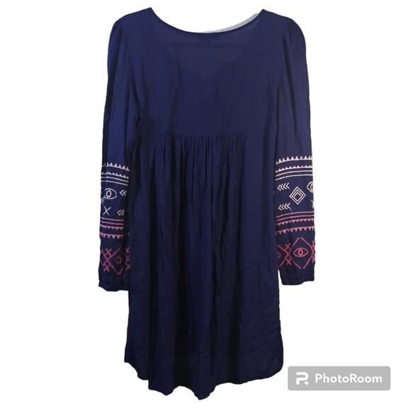 Patrons Of Peace Navy Blue Embroidered Dress Tunic Boho Size Small - Picture 2 of 6